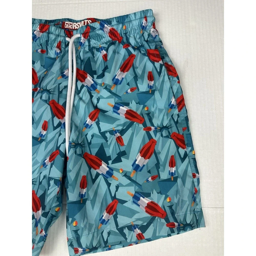 RSVLTS Swim Trunks Boys Lot Of 2 Watercolor Waves Surfer/Bomb-pop Lined